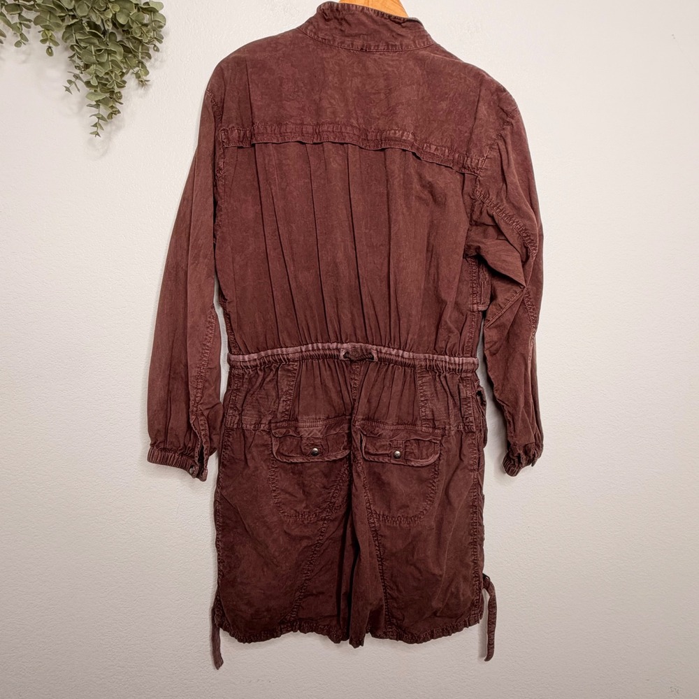 Free People Moon Bay Parachute Cargo Romper Brown Plum Utility Jumpsuit - Picture 6 of 7